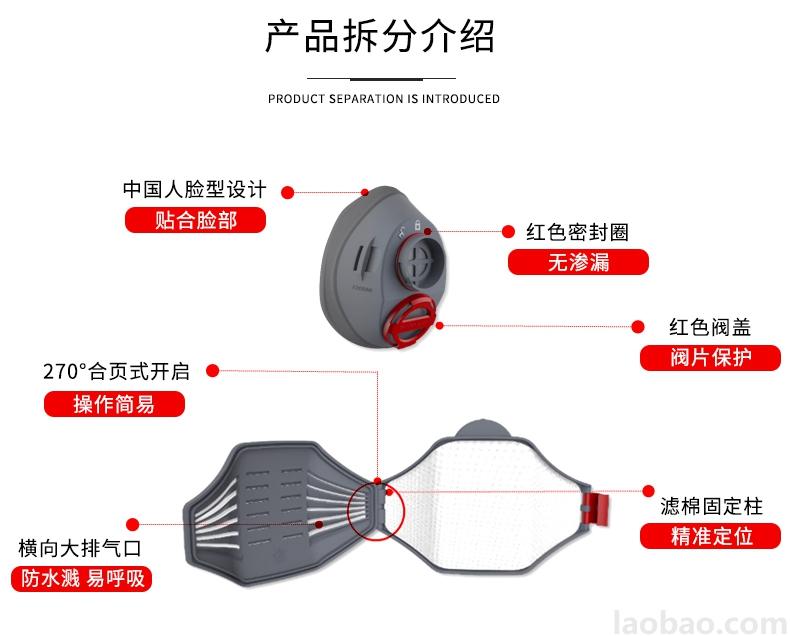 7200系列呼吸防护半面罩合页式开阀大排气口设计 贴合脸型